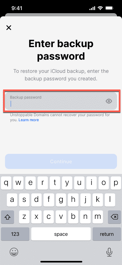 iCloud backup button